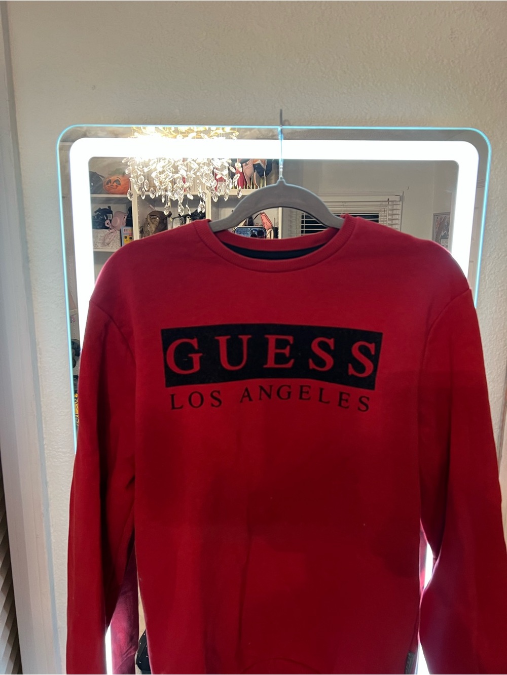 GUESS Red Crewneck Sweatshirt with Black Logo